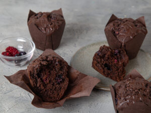 Muffin Patagónico de chocolate y frutos rojos elaborado artesanalmente por Suevia